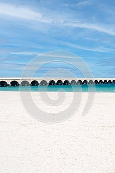 The beach and the famous pier at Progreso near Merida in Mexico photo
