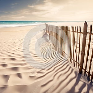 Beach Fence With Shadows On Sand