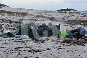 Beach Filled with Litter and Refuse