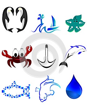 Beach fish icons