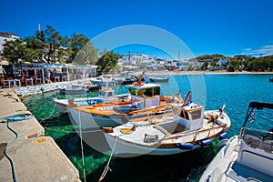 The beach and fishing village of Pollonia in Milos, Greece