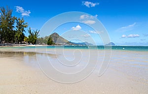 Beach of Flic en flac overlooking Tourelle du Tamarin Mauritius