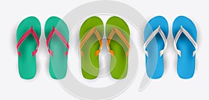 Beach Flip Flop Collection Set Vector Illustration