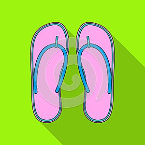 Beach flip flops.Summer rest single icon in flat style vector symbol stock illustration.