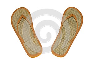 Beach flip flops on a white background