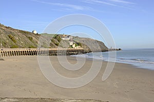 Beach by Folkestone harbour. Kent. England