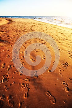 Beach with footprints