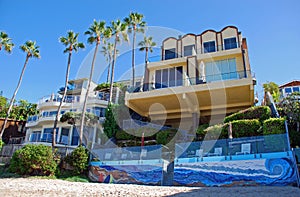 Beach front homes near Saint Anns Beach, Laguna Beach, California.