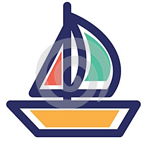 Beach fun, boat Vector icon which can easily modify or edit