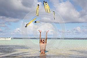 Beach fun with flippers