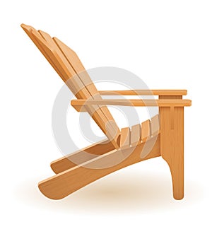 Beach or garden armchair lounger deckchair made of wooden vector illustration