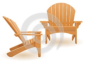 Beach or garden armchair lounger deckchair made of wooden vector illustration