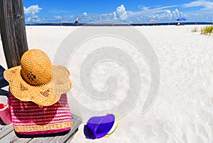 Beach gear on boardwalk
