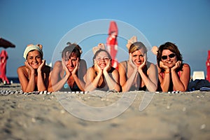 Beach girls - smiling happy friends