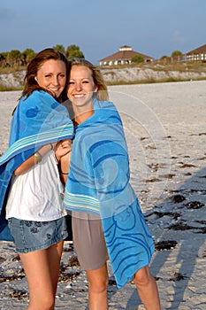 Beach girls in towel