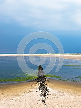 Beach with groyne in Wittduen on the island Amrum, Germany photo