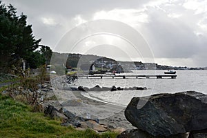Beach in Hafrsfjord. Stavanger. Rogaland county. Norway