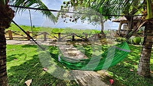 Beach Hammock Tied to Coconut Tree Good for Relaxing