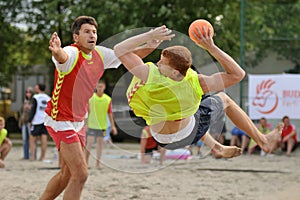 Beach handball action