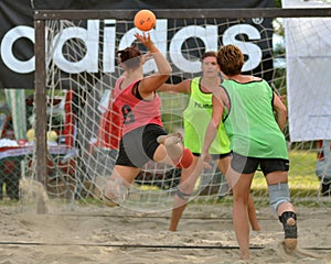 Beach handball action