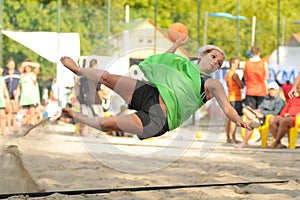 Beach handball action
