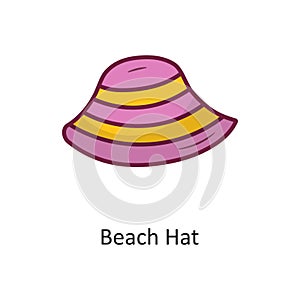 Beach Hat vector Fill outline Icon Design illustration. Holiday Symbol on White background EPS 10 File