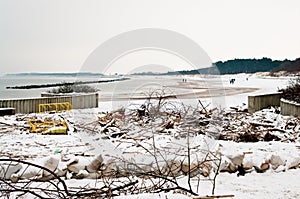 Beach after heavy storm in Poland