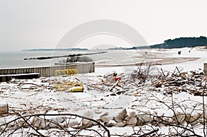 Beach after heavy storm in Poland