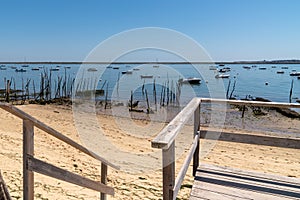 Beach in Herbe village at bassin d` Arcachon southwest France