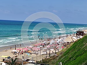 Tel Aviv  beach sunny day Herzlia Sea