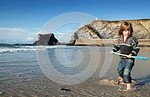 Beach holiday spade Cornwall landscape