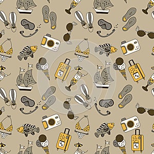 Beach holiday vector seamless pattern.