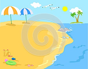 Beach holidays landscape vector