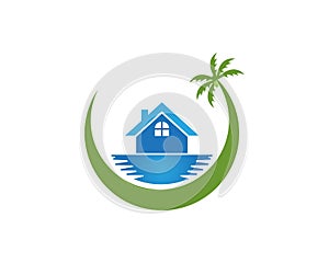 Beach hollidays icon logo vector template
