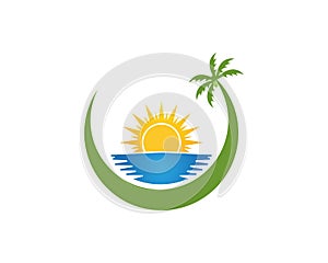 Beach hollidays icon logo vector template
