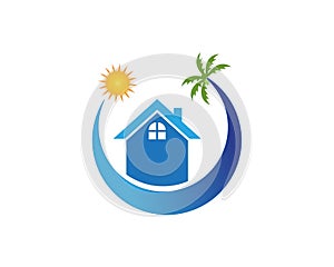 Beach hollidays icon logo vector template photo