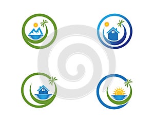 Beach hollidays icon logo vector template