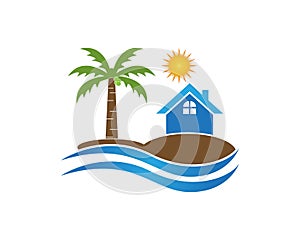 Beach hollidays icon logo vector trmplate photo