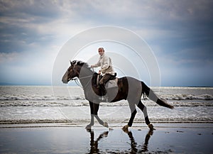 Beach horse rider silhouette