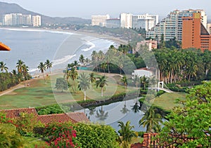 Beach and hotels view