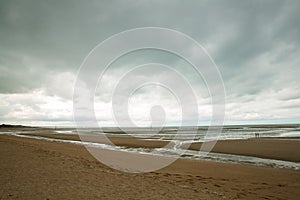 Beach of Houlgate in Normandy with cloudy sky Large view