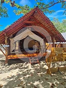 Beach house glamping in Indonesia