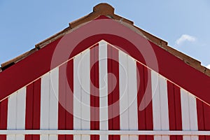 Beach house with red and white stripes