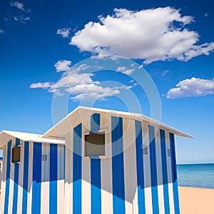 Beach houses in Alicante Denia blue and white stripes photo