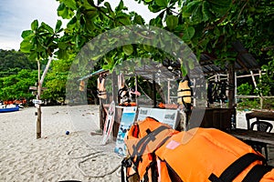 Beach hut providing various activities for tourist during summer vacation