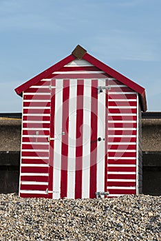 Beach Hut at Seaton, Devon, UK.