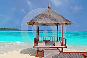 A beach hut on the tropical beach