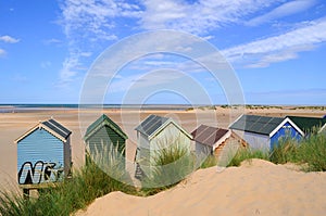 Beach huts on beach