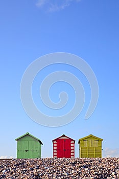 Beach huts and blue sky