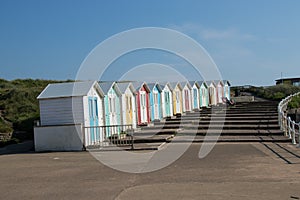 Beach-huts at Crooklets in Bude in Cornwall